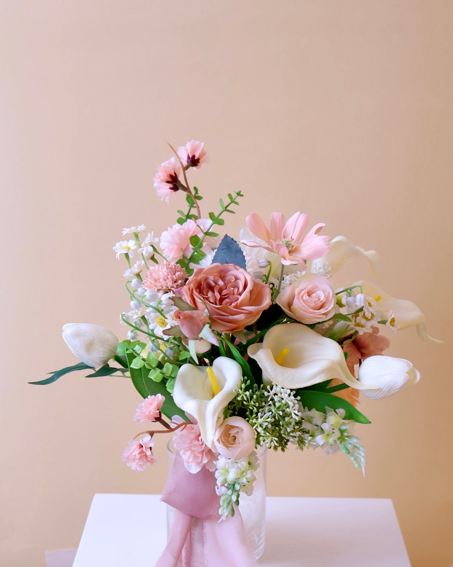 Korean Style Bridal Bouquet with Silk Flowers 韓式絲花花球
