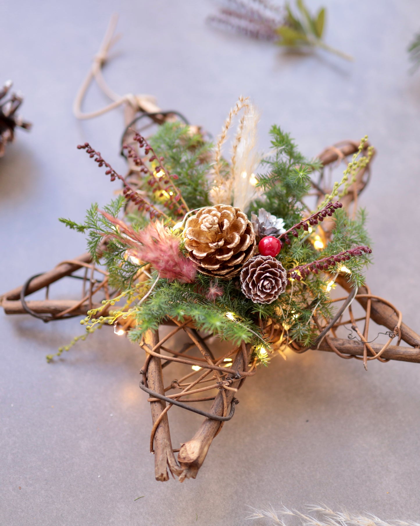 Star Shaped Christmas Wreath with Cypress