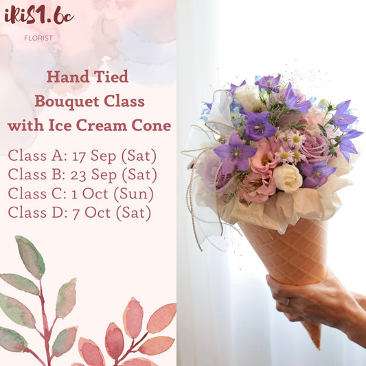 Hand Tied Fresh Flower Bouquet with Ice Cream Cone Workshop