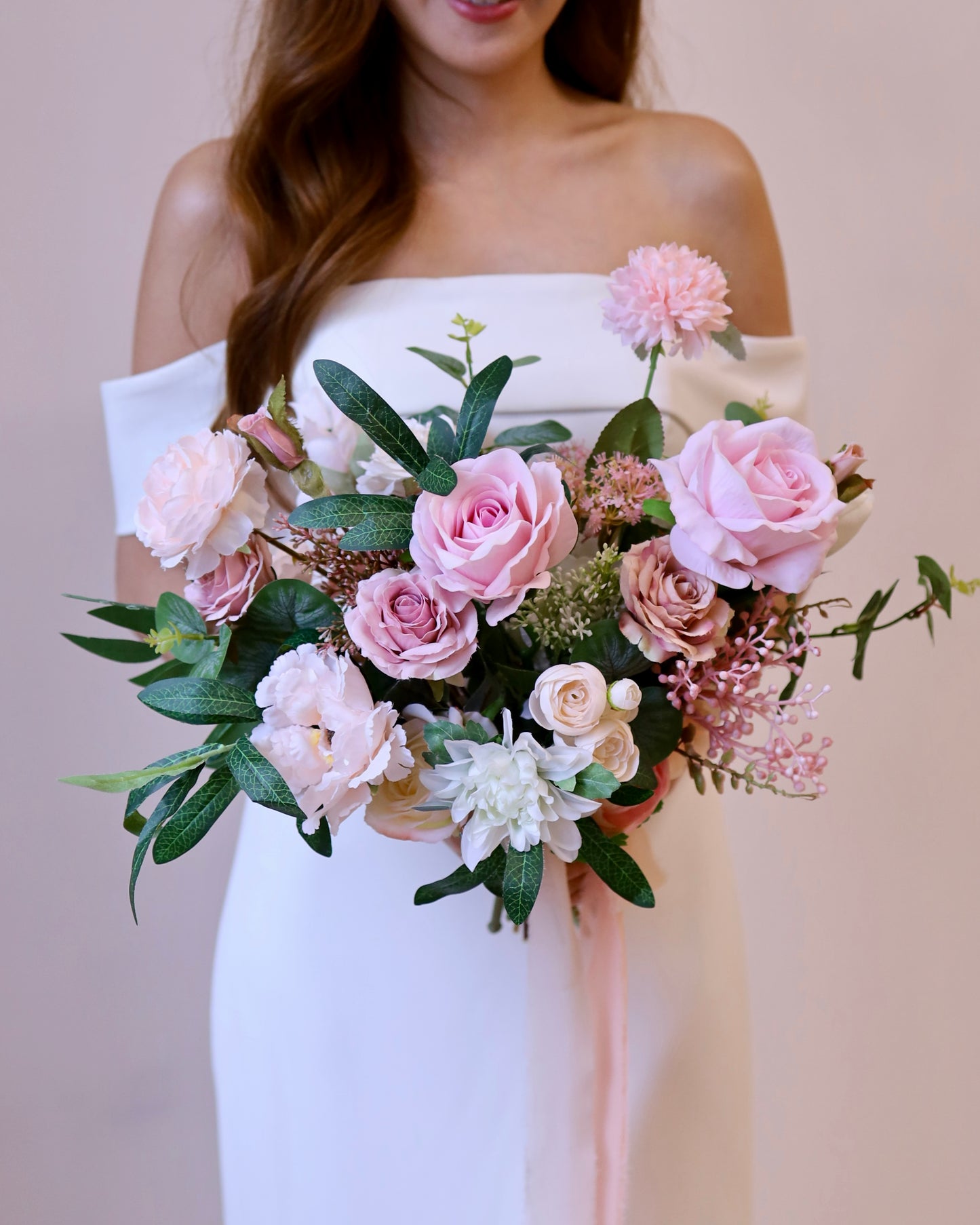 Western Style Bridal Bouquet with Silk Flowers