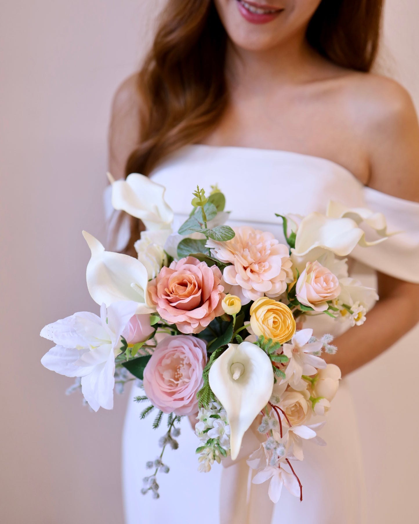 Korean Style Bridal Bouquet with Silk Flowers